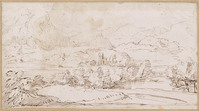 K V 039
<br/>
Klein schetsmatig landschap
<br/>
<em>Onofri, Crescenzio (1634-1714) - omgeving van</em>